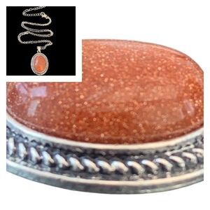 Handmade Red Goldstone Oval Pendant Aventurine Glass Balinese Style Necklace NEW